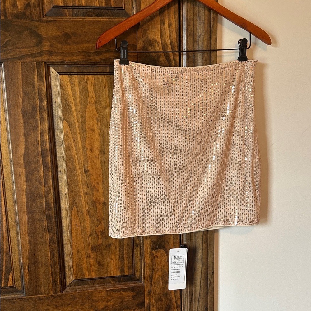 Elegant Sequin Pencil Skirt - Cream